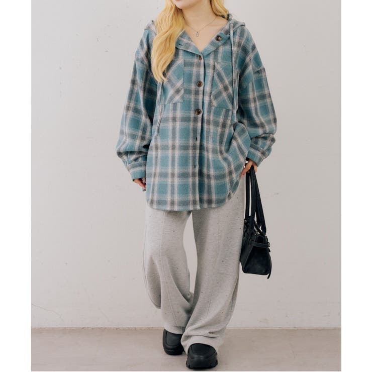 シャギーチェックフードシャツ | NICE CLAUP / OLIVE des OLIVE　OUTLET | 詳細画像6 
