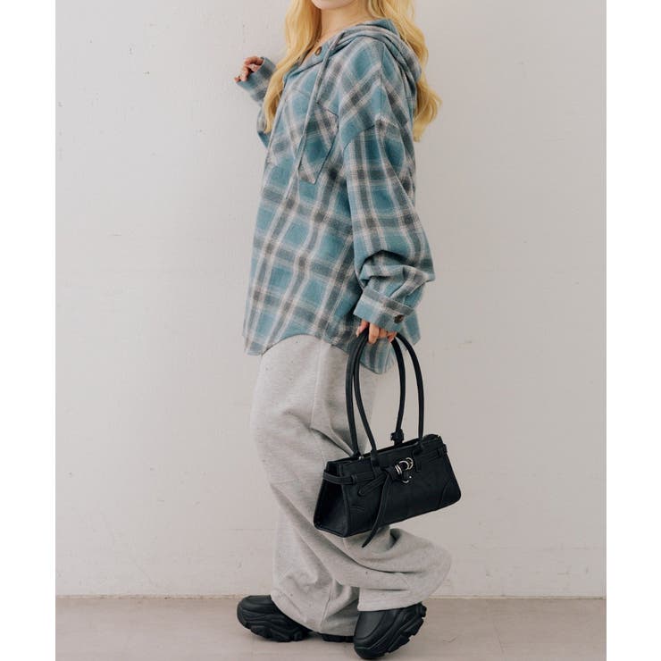 シャギーチェックフードシャツ | NICE CLAUP / OLIVE des OLIVE　OUTLET | 詳細画像7 
