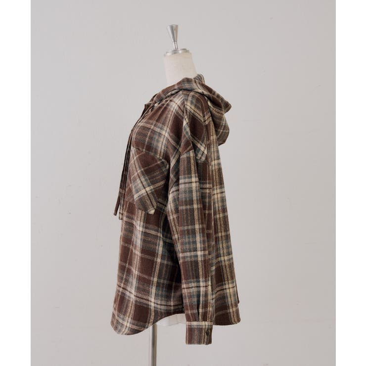 シャギーチェックフードシャツ | NICE CLAUP / OLIVE des OLIVE　OUTLET | 詳細画像30 