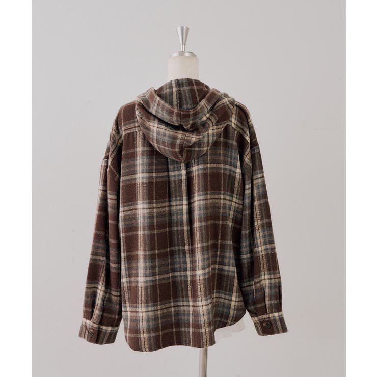 シャギーチェックフードシャツ | NICE CLAUP / OLIVE des OLIVE　OUTLET | 詳細画像31 