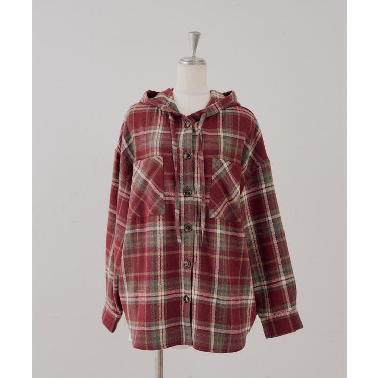 シャギーチェックフードシャツ | NICE CLAUP / OLIVE des OLIVE　OUTLET | 詳細画像10 