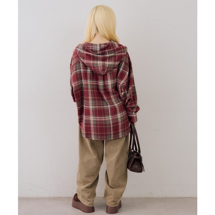 シャギーチェックフードシャツ | NICE CLAUP / OLIVE des OLIVE　OUTLET | 詳細画像16 