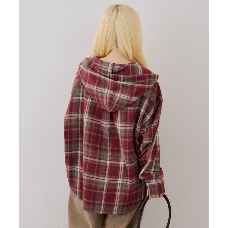 シャギーチェックフードシャツ | NICE CLAUP / OLIVE des OLIVE　OUTLET | 詳細画像13 