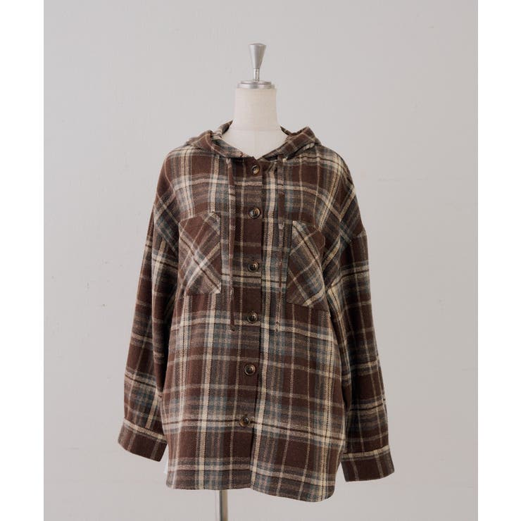 シャギーチェックフードシャツ | NICE CLAUP / OLIVE des OLIVE　OUTLET | 詳細画像29 