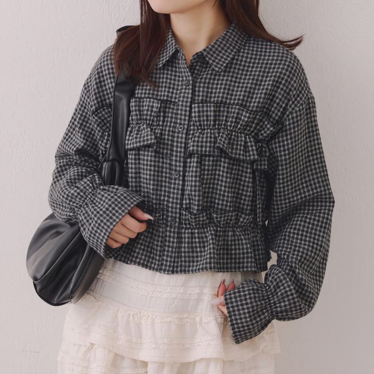 チェックフリルシャツ | NICE CLAUP / OLIVE des OLIVE　OUTLET | 詳細画像3 