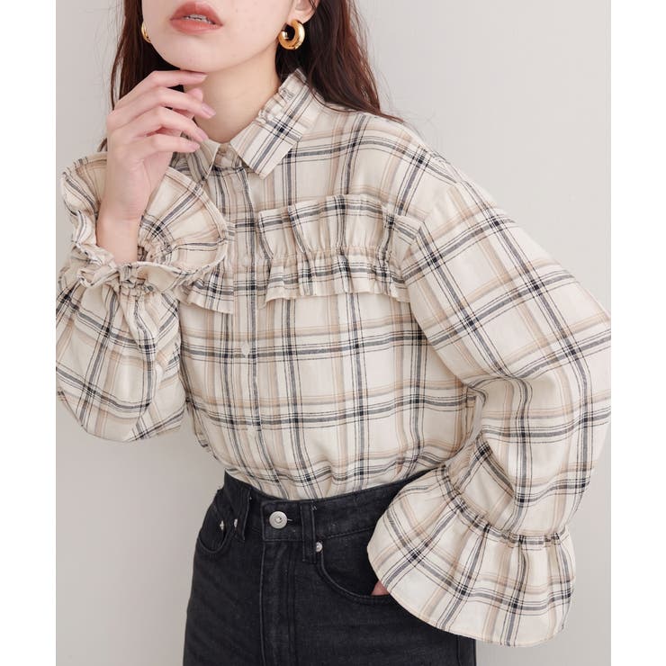 チェックフリルシャツ | NICE CLAUP / OLIVE des OLIVE　OUTLET | 詳細画像7 