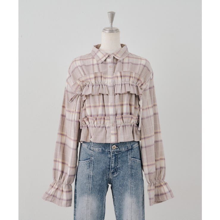 チェックフリルシャツ | NICE CLAUP / OLIVE des OLIVE　OUTLET | 詳細画像9 