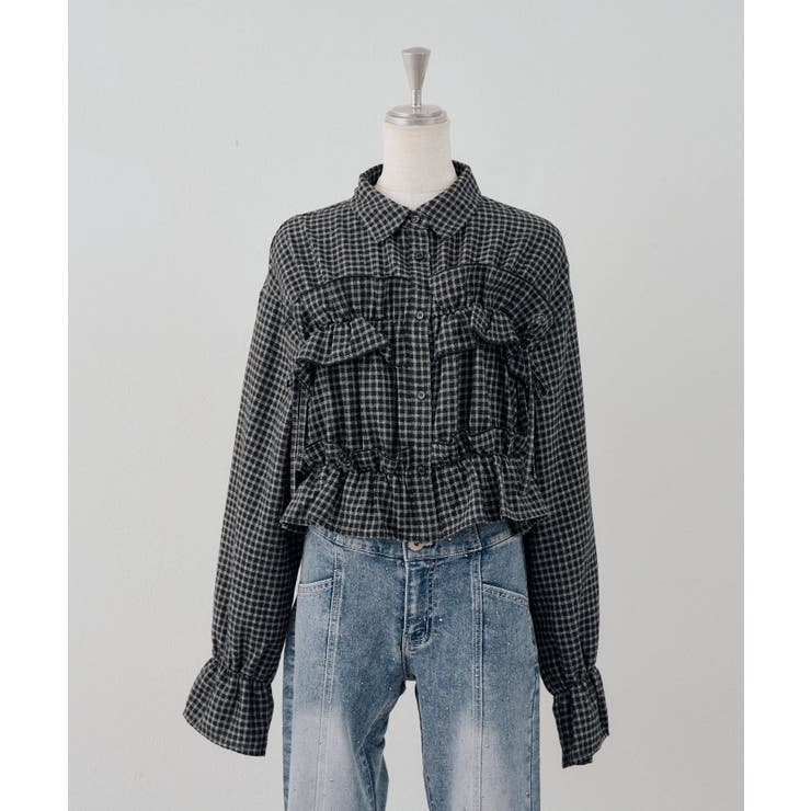 チェックフリルシャツ | NICE CLAUP / OLIVE des OLIVE　OUTLET | 詳細画像11 
