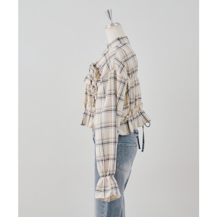 チェックフリルシャツ | NICE CLAUP / OLIVE des OLIVE　OUTLET | 詳細画像12 