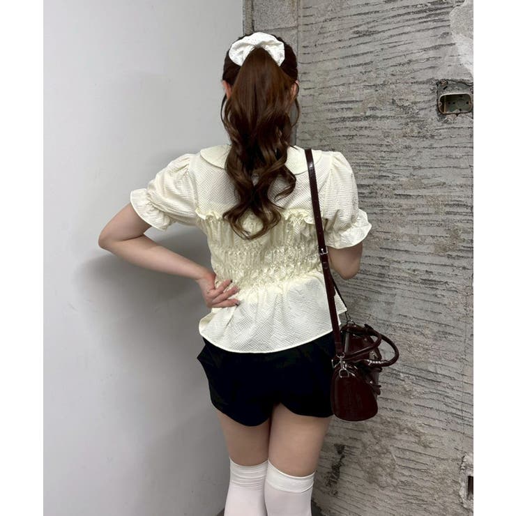 シャーリング前ボタンブラウス | NICE CLAUP / OLIVE des OLIVE　OUTLET | 詳細画像4 