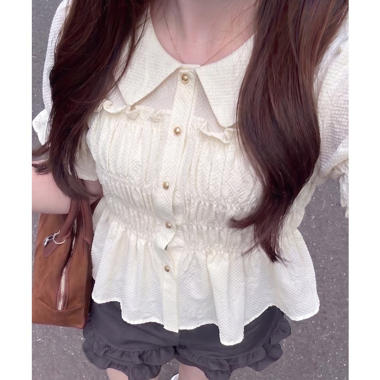 シャーリング前ボタンブラウス | NICE CLAUP / OLIVE des OLIVE　OUTLET | 詳細画像1 