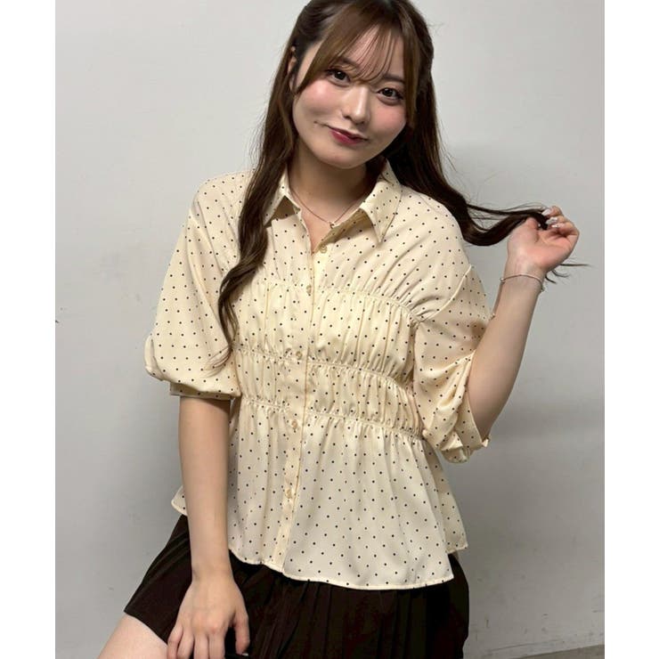 柄5 | シャーリングパフスリーブブラウス | NICE CLAUP / OLIVE des OLIVE　OUTLET