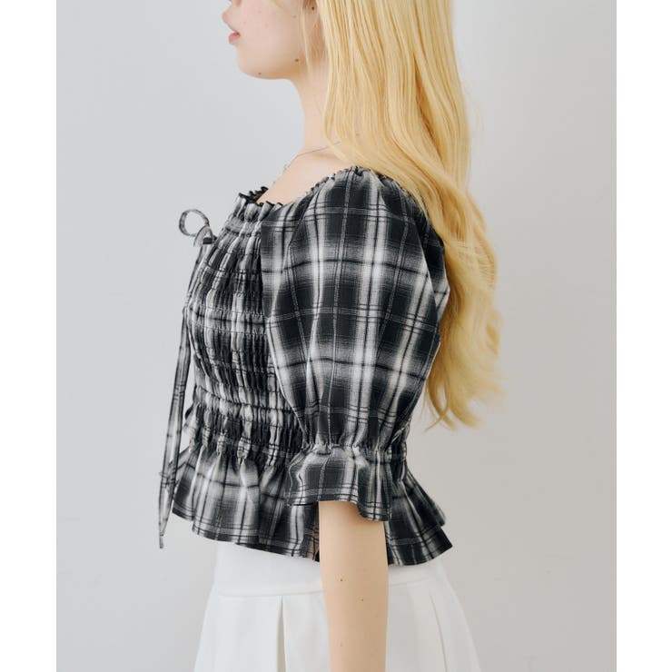 チェックレースアップブラウス | NICE CLAUP / OLIVE des OLIVE　OUTLET | 詳細画像8 