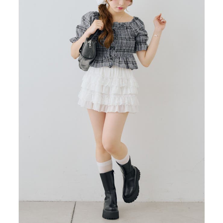 チェックレースアップブラウス | NICE CLAUP / OLIVE des OLIVE　OUTLET | 詳細画像13 