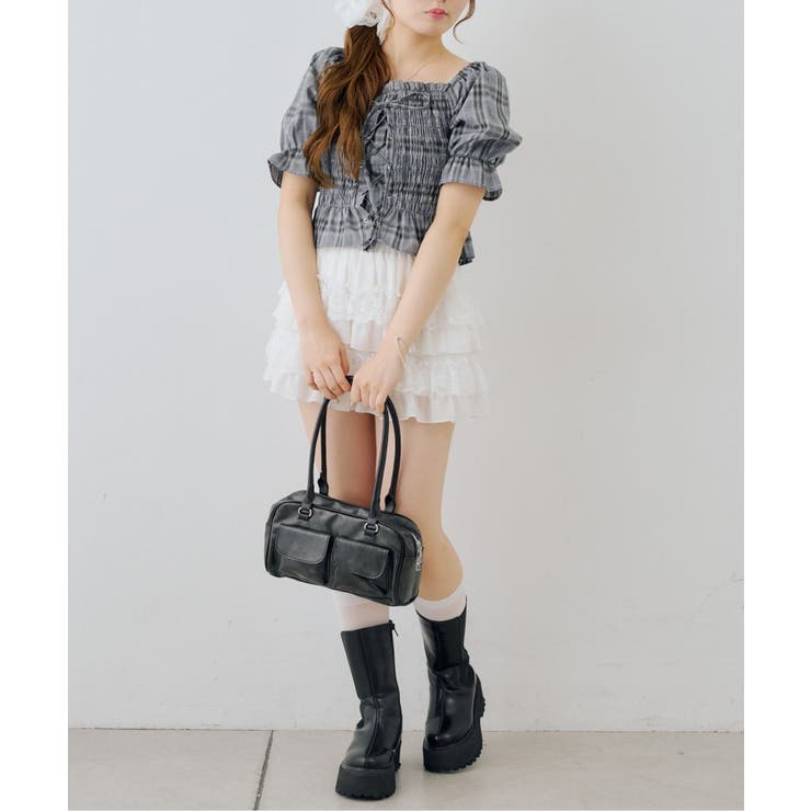チェックレースアップブラウス | NICE CLAUP / OLIVE des OLIVE　OUTLET | 詳細画像14 