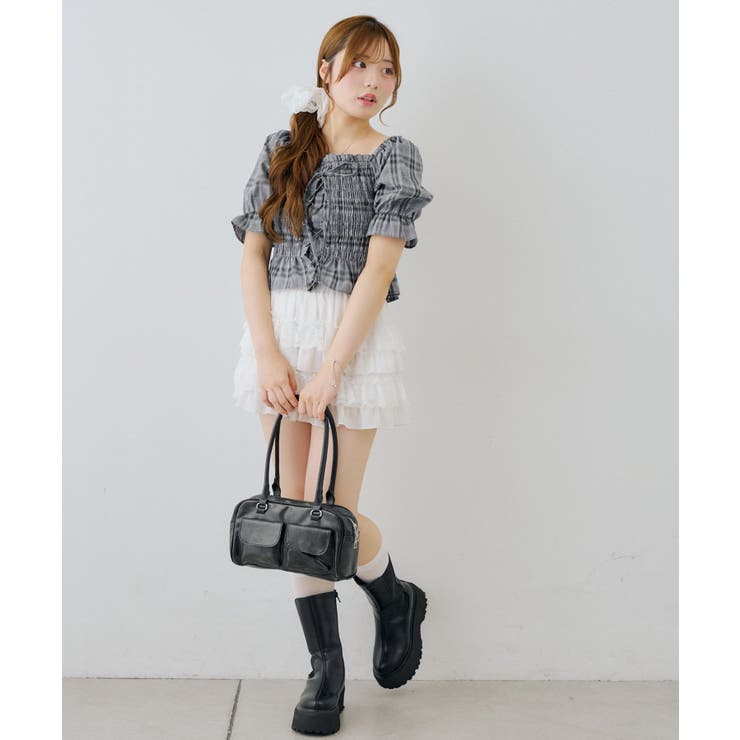 チェックレースアップブラウス | NICE CLAUP / OLIVE des OLIVE　OUTLET | 詳細画像15 