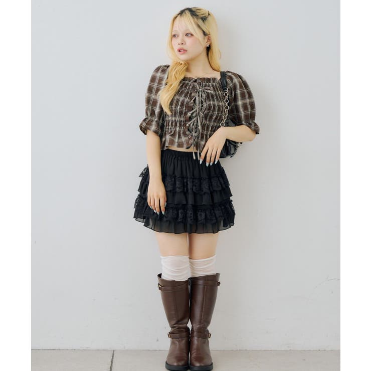 チェックレースアップブラウス | NICE CLAUP / OLIVE des OLIVE　OUTLET | 詳細画像19 