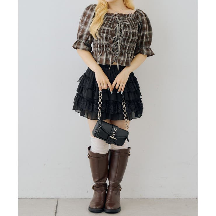 チェックレースアップブラウス | NICE CLAUP / OLIVE des OLIVE　OUTLET | 詳細画像22 