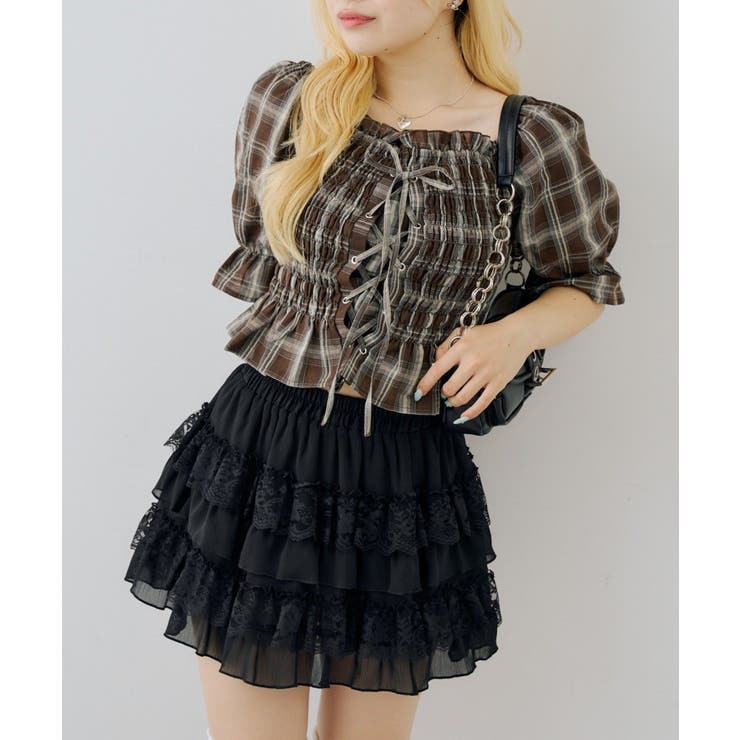 チェックレースアップブラウス | NICE CLAUP / OLIVE des OLIVE　OUTLET | 詳細画像23 