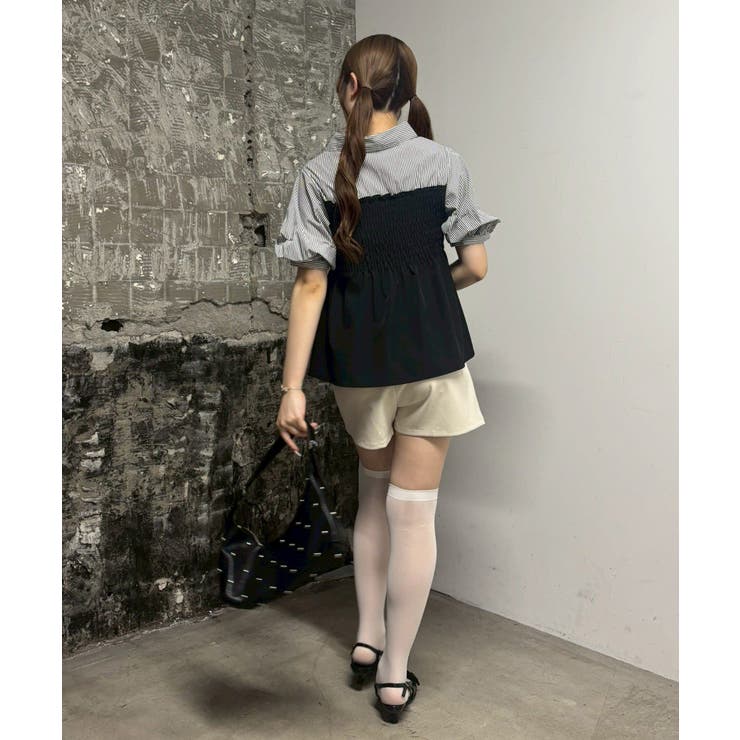 異素材シャーリングドッキングブラウス | NICE CLAUP / OLIVE des OLIVE　OUTLET | 詳細画像6 