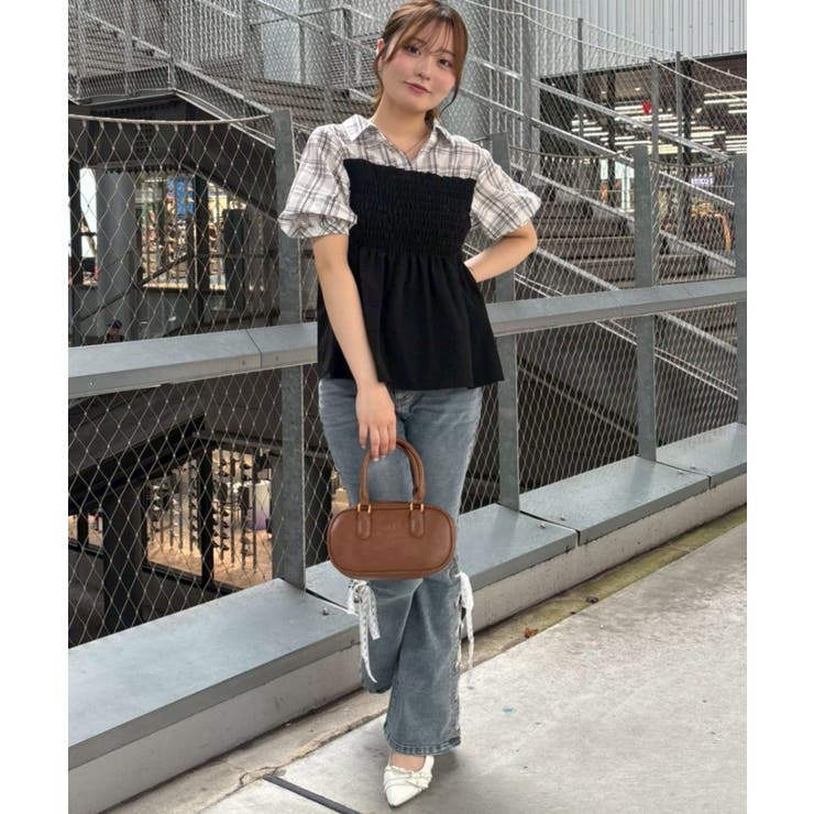 異素材シャーリングドッキングブラウス | NICE CLAUP / OLIVE des OLIVE　OUTLET | 詳細画像13 