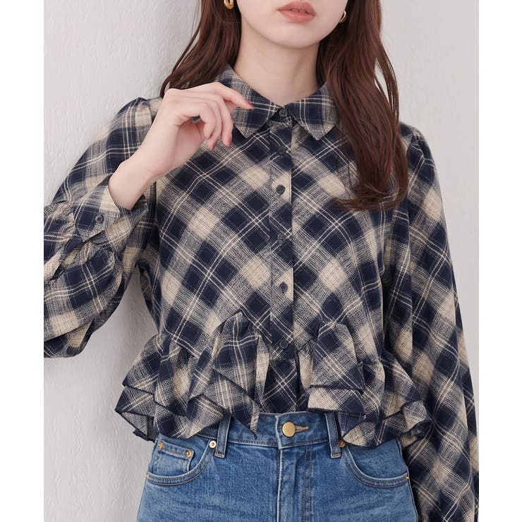 裾フリルブラウス長袖 | NICE CLAUP / OLIVE des OLIVE　OUTLET | 詳細画像1 
