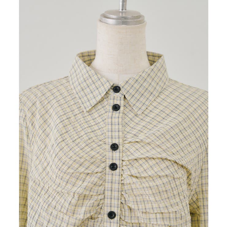 チェックギャザーブラウス | NICE CLAUP / OLIVE des OLIVE　OUTLET | 詳細画像2 