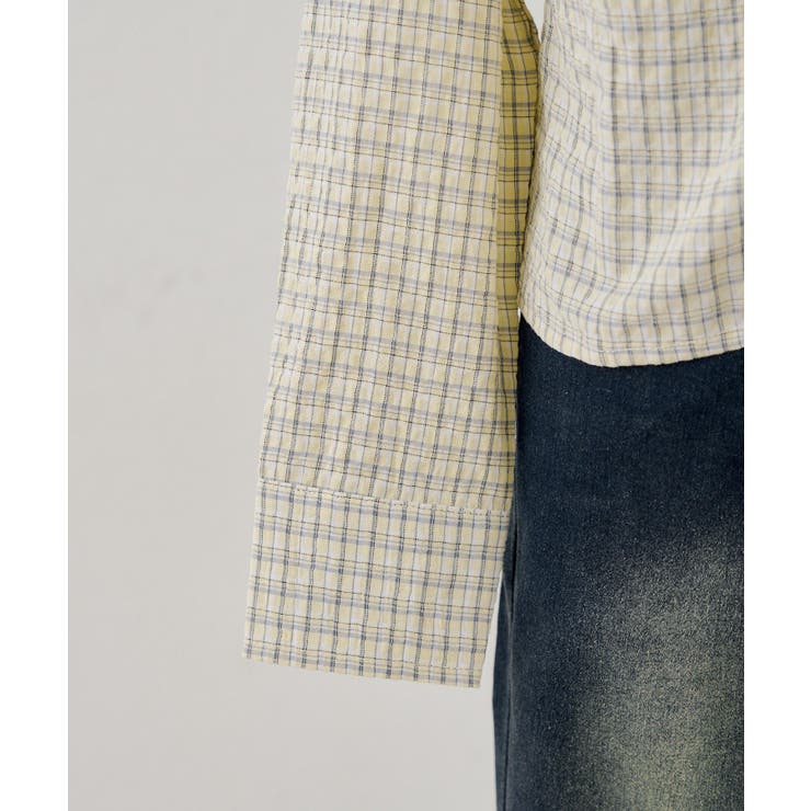 チェックギャザーブラウス | NICE CLAUP / OLIVE des OLIVE　OUTLET | 詳細画像3 