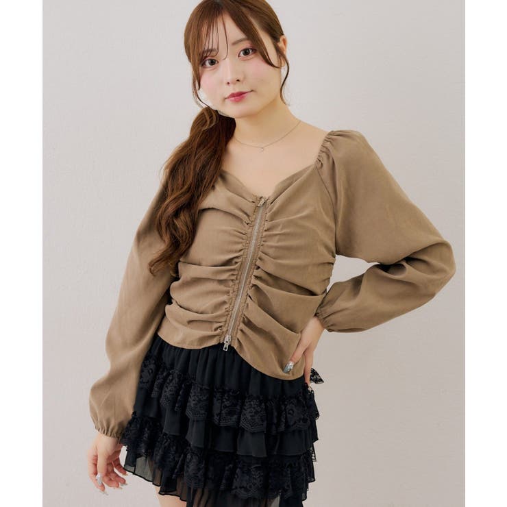 モカ | アソートダブルジップシャツ | NICE CLAUP / OLIVE des OLIVE　OUTLET