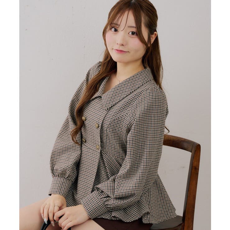 柄1 | 金ボタンペプラムブラウス | NICE CLAUP / OLIVE des OLIVE　OUTLET