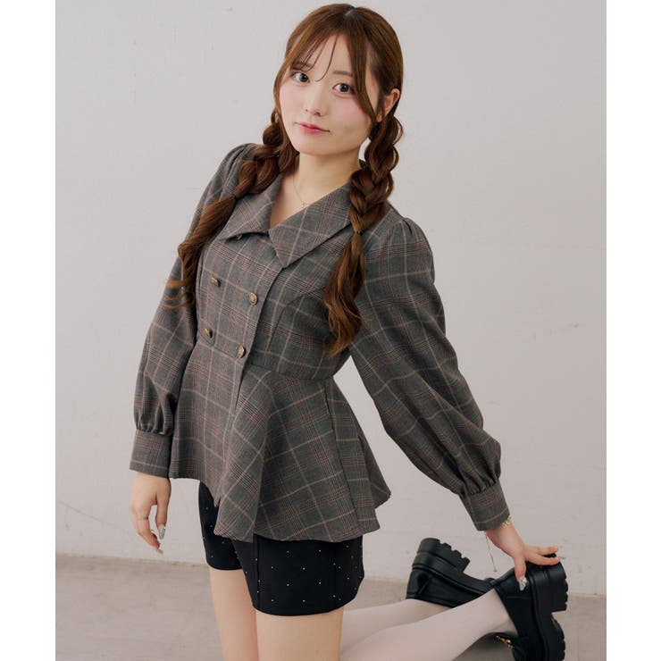 柄2 | 金ボタンペプラムブラウス | NICE CLAUP / OLIVE des OLIVE　OUTLET
