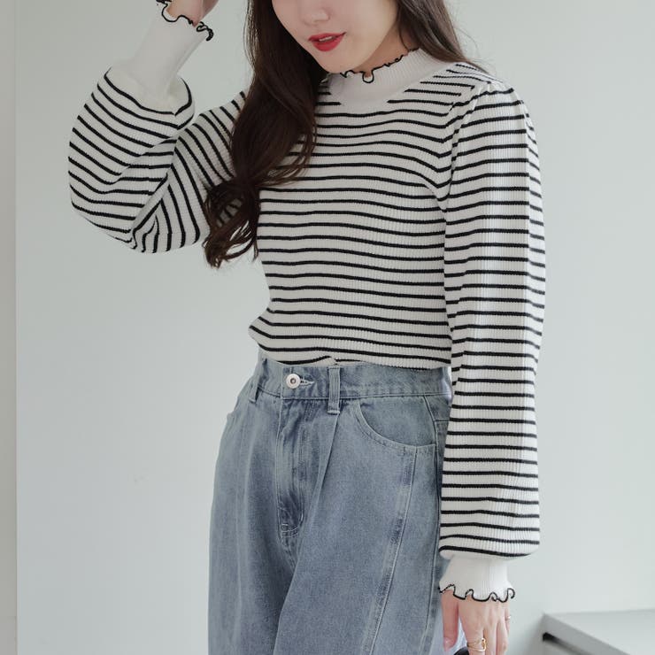 【6色展開】大人気リバイバル！配色メローパワショルリブニット | RMAF　NICE CLAUP / OLIVE des OLIVE | 詳細画像47 