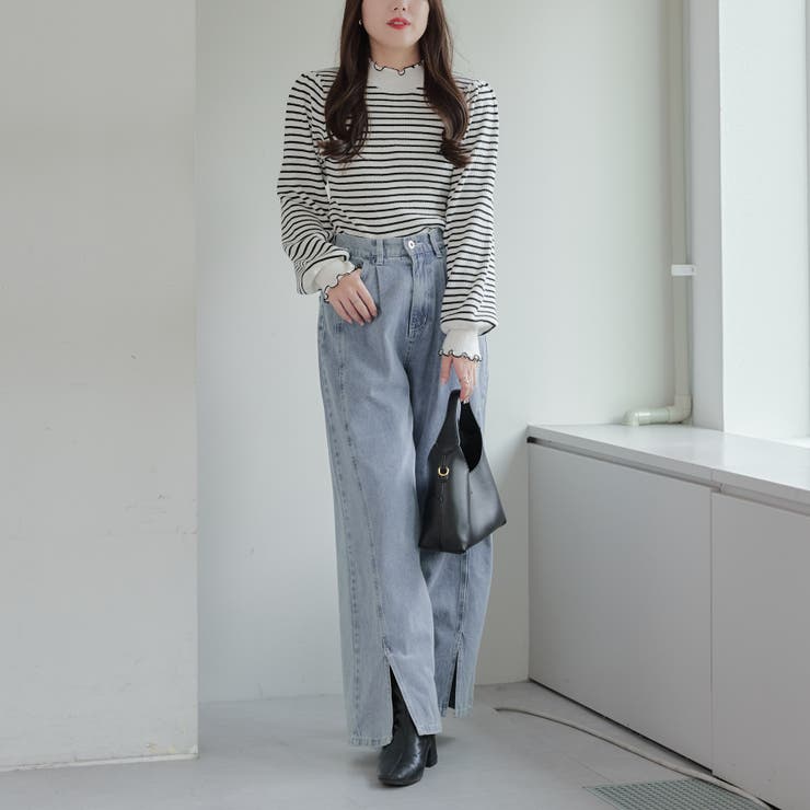 【6色展開】大人気リバイバル！配色メローパワショルリブニット | RMAF　NICE CLAUP / OLIVE des OLIVE | 詳細画像50 