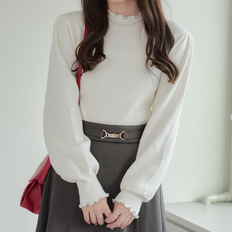 アイボリー | 【6色展開】大人気リバイバル！配色メローパワショルリブニット | RMAF　NICE CLAUP / OLIVE des OLIVE