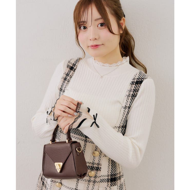 アイボリー | レース付リブプルオーバー | NICE CLAUP / OLIVE des OLIVE　OUTLET