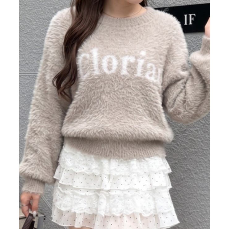 ピンク | ラメフェザーロゴプルオーバー | NICE CLAUP / OLIVE des OLIVE　OUTLET