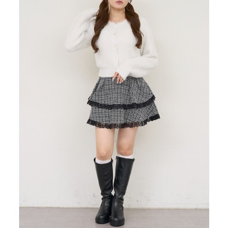 ラメフェザーゴールドボタンカーディガン | NICE CLAUP / OLIVE des OLIVE　OUTLET | 詳細画像2 