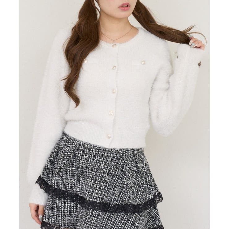 ラメフェザーゴールドボタンカーディガン | NICE CLAUP / OLIVE des OLIVE　OUTLET | 詳細画像10 