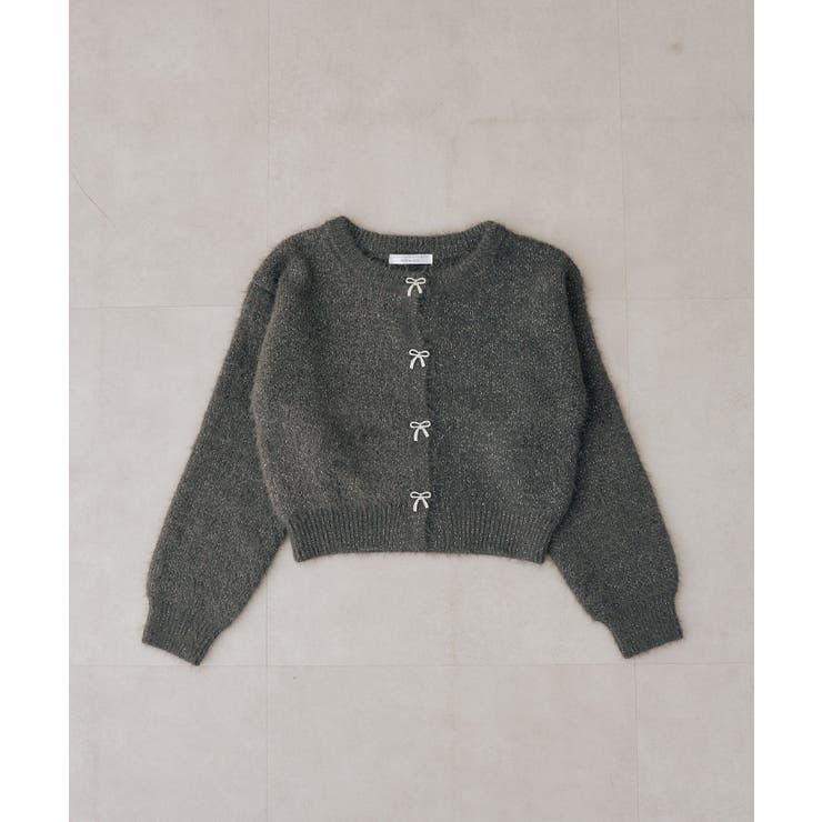 ラメフェザーリボンボタンカーディガン | NICE CLAUP / OLIVE des OLIVE　OUTLET | 詳細画像2 