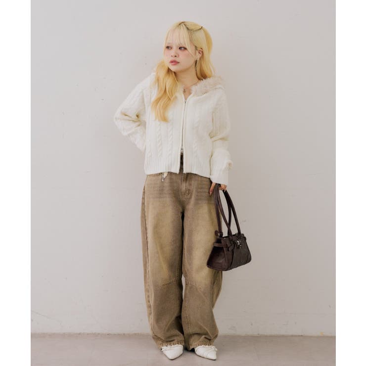 ファーフードケーブルZIPパーカー | NICE CLAUP / OLIVE des OLIVE　OUTLET | 詳細画像2 