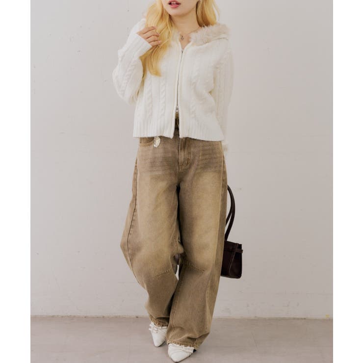ファーフードケーブルZIPパーカー | NICE CLAUP / OLIVE des OLIVE　OUTLET | 詳細画像3 