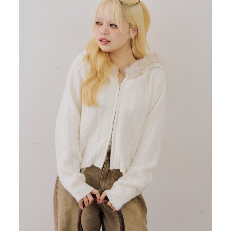 ファーフードケーブルZIPパーカー | NICE CLAUP / OLIVE des OLIVE　OUTLET | 詳細画像6 