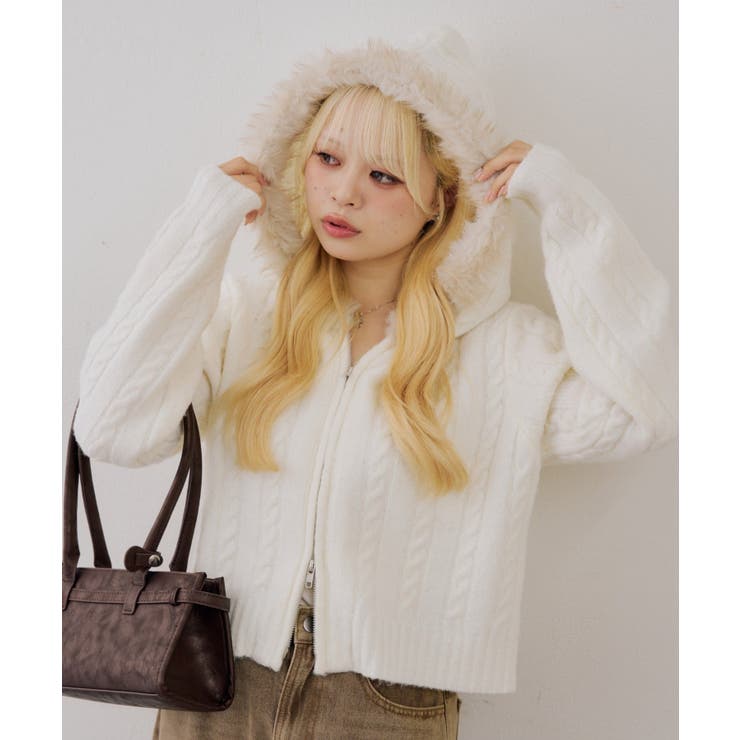 ファーフードケーブルZIPパーカー | NICE CLAUP / OLIVE des OLIVE　OUTLET | 詳細画像9 