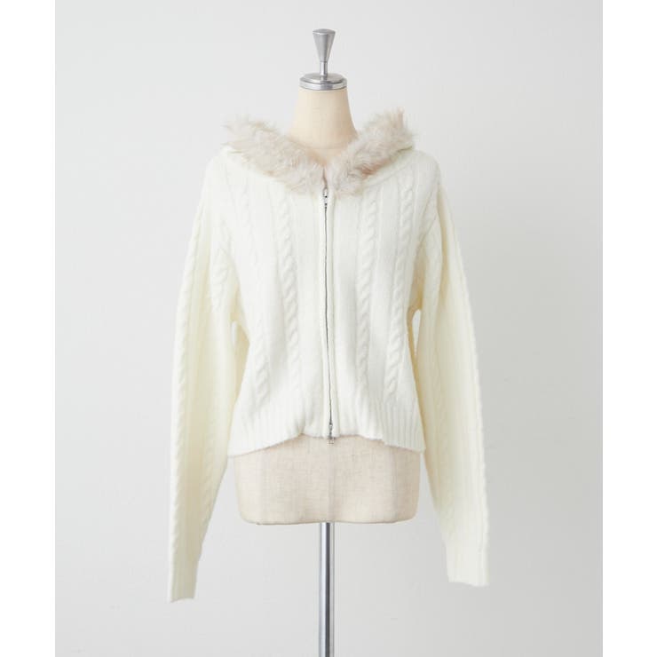 ファーフードケーブルZIPパーカー | NICE CLAUP / OLIVE des OLIVE　OUTLET | 詳細画像10 