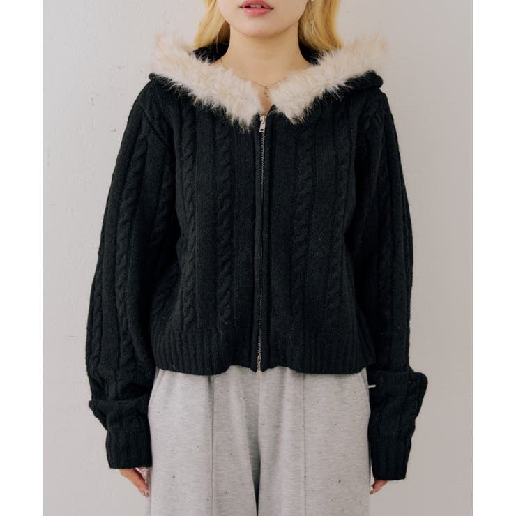 ファーフードケーブルZIPパーカー | NICE CLAUP / OLIVE des OLIVE　OUTLET | 詳細画像16 