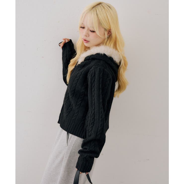 ファーフードケーブルZIPパーカー | NICE CLAUP / OLIVE des OLIVE　OUTLET | 詳細画像24 