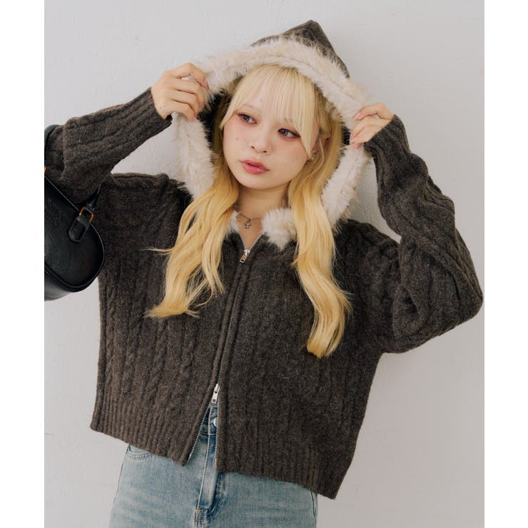 ファーフードケーブルZIPパーカー | NICE CLAUP / OLIVE des OLIVE　OUTLET | 詳細画像31 