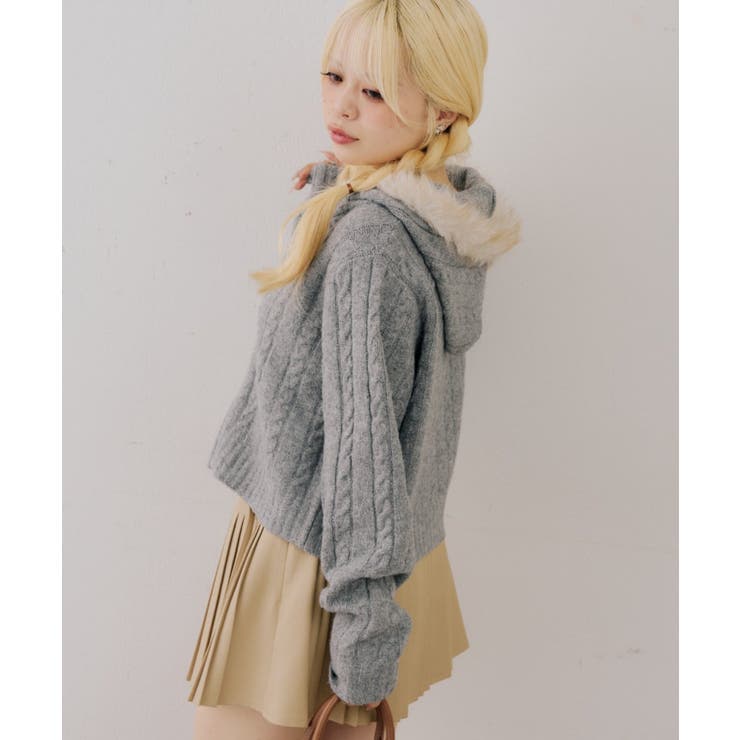 ファーフードケーブルZIPパーカー | NICE CLAUP / OLIVE des OLIVE　OUTLET | 詳細画像40 