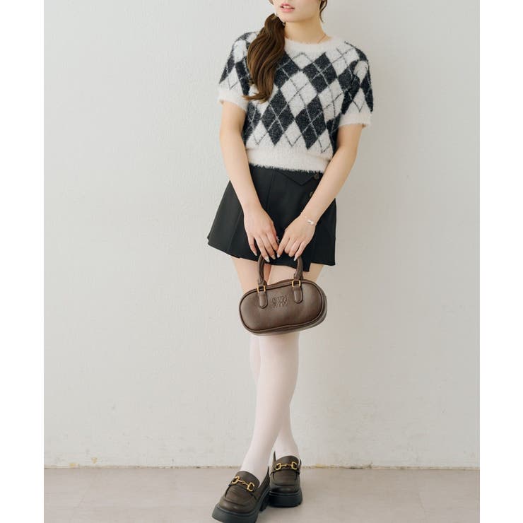 シャギーアーガイル半袖プルオーバー | NICE CLAUP / OLIVE des OLIVE　OUTLET | 詳細画像4 