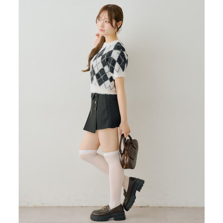 シャギーアーガイル半袖プルオーバー | NICE CLAUP / OLIVE des OLIVE　OUTLET | 詳細画像6 